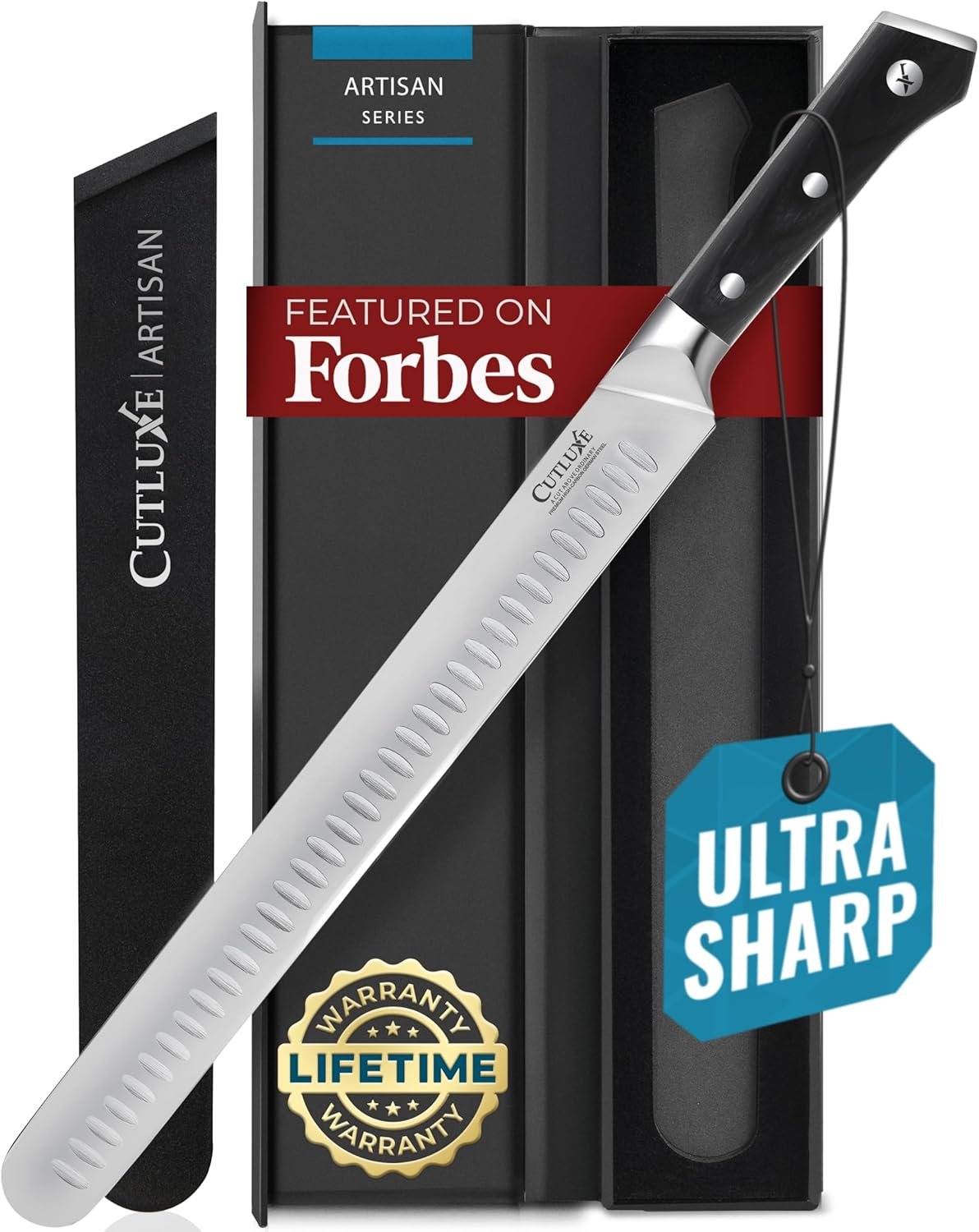 Cutluxe Brisket Knife – 12" Carving & Slicing Knife for Meat & BBQ – Razor Sharp German Steel, Sheath Included,...